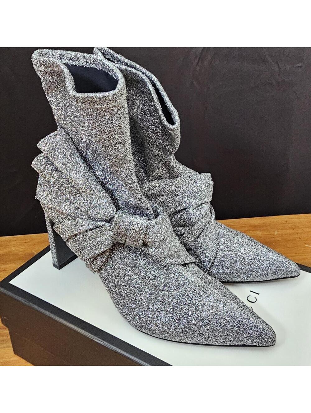 Sigerson Morrison Boots Silver Sparkle Womens Size 8 Vero